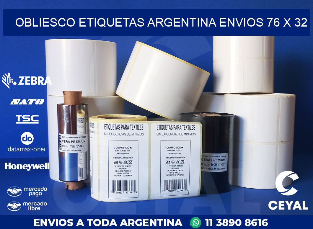 OBLIESCO ETIQUETAS ARGENTINA ENVIOS 76 x 32