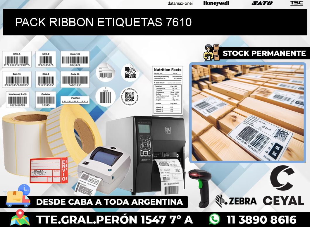 PACK RIBBON ETIQUETAS 7610