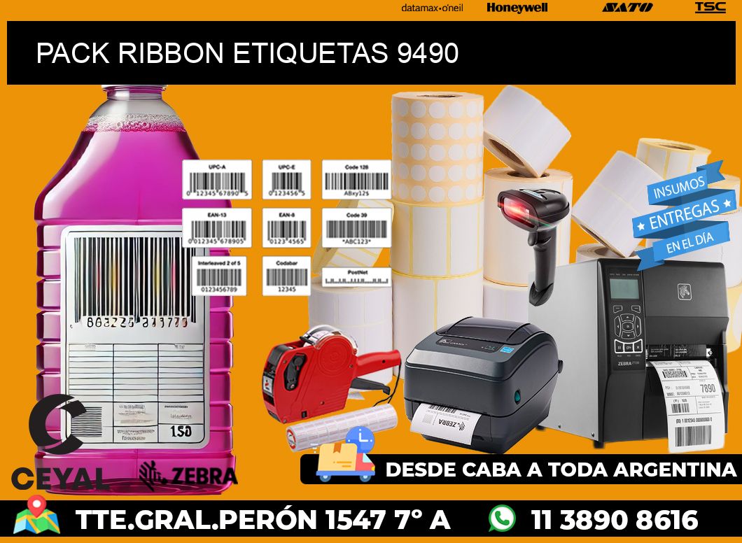 PACK RIBBON ETIQUETAS 9490