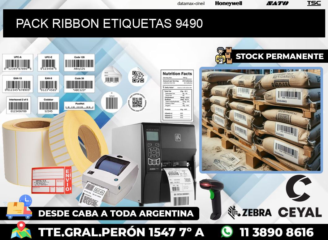 PACK RIBBON ETIQUETAS 9490