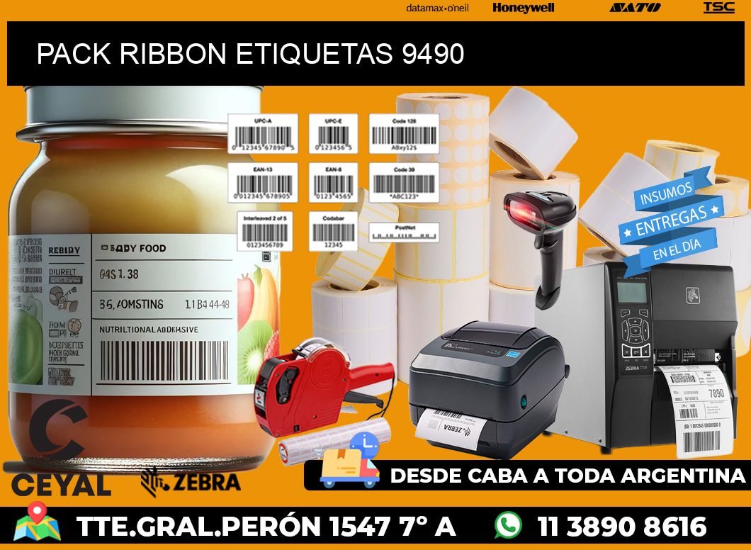 PACK RIBBON ETIQUETAS 9490