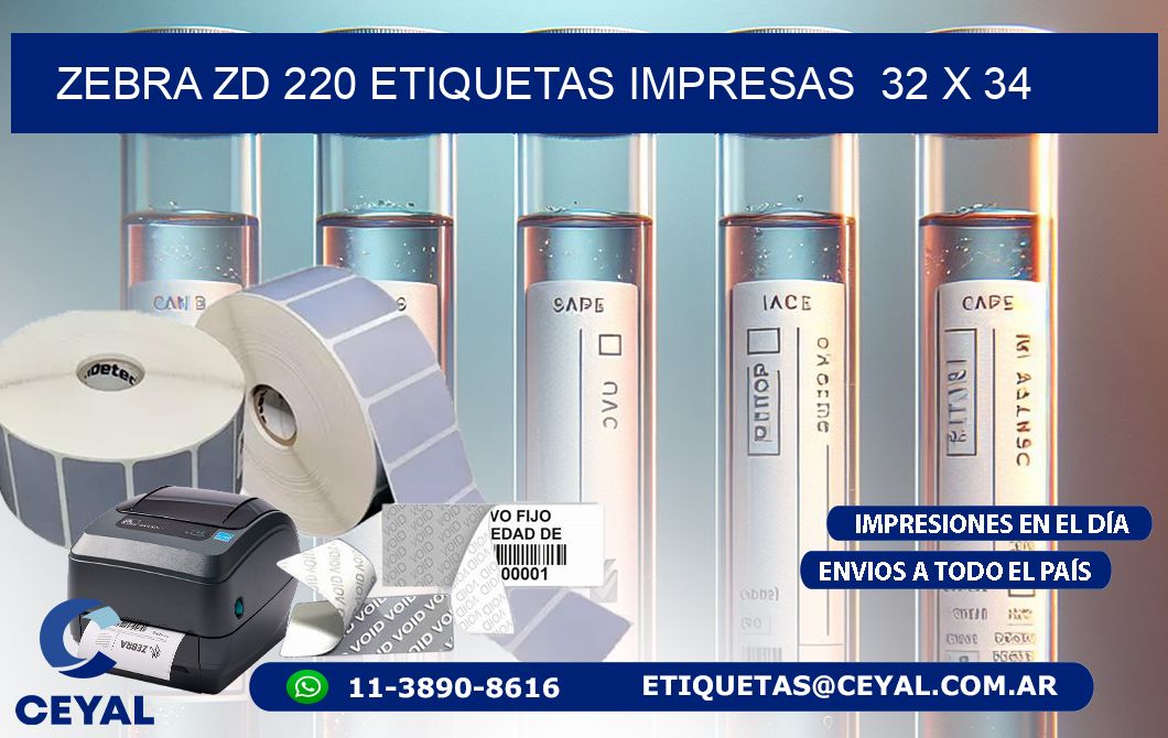 ZEBRA ZD 220 ETIQUETAS IMPRESAS  32 x 34