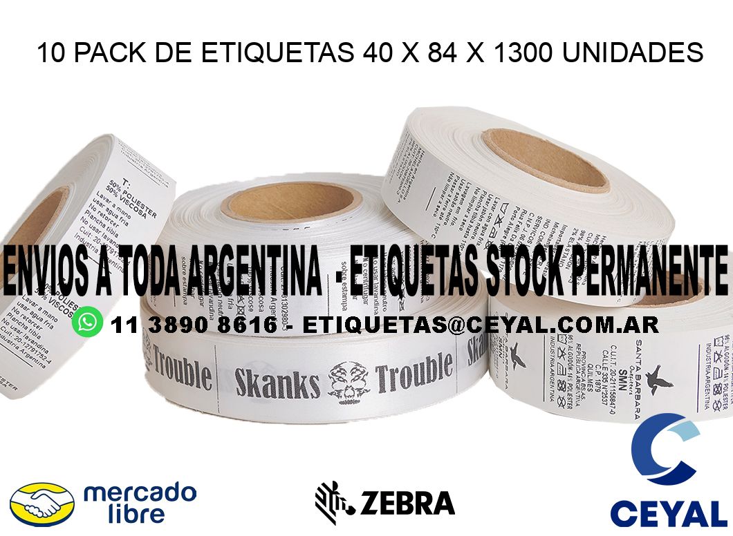 10 PACK DE ETIQUETAS 40 x 84 X 1300 UNIDADES