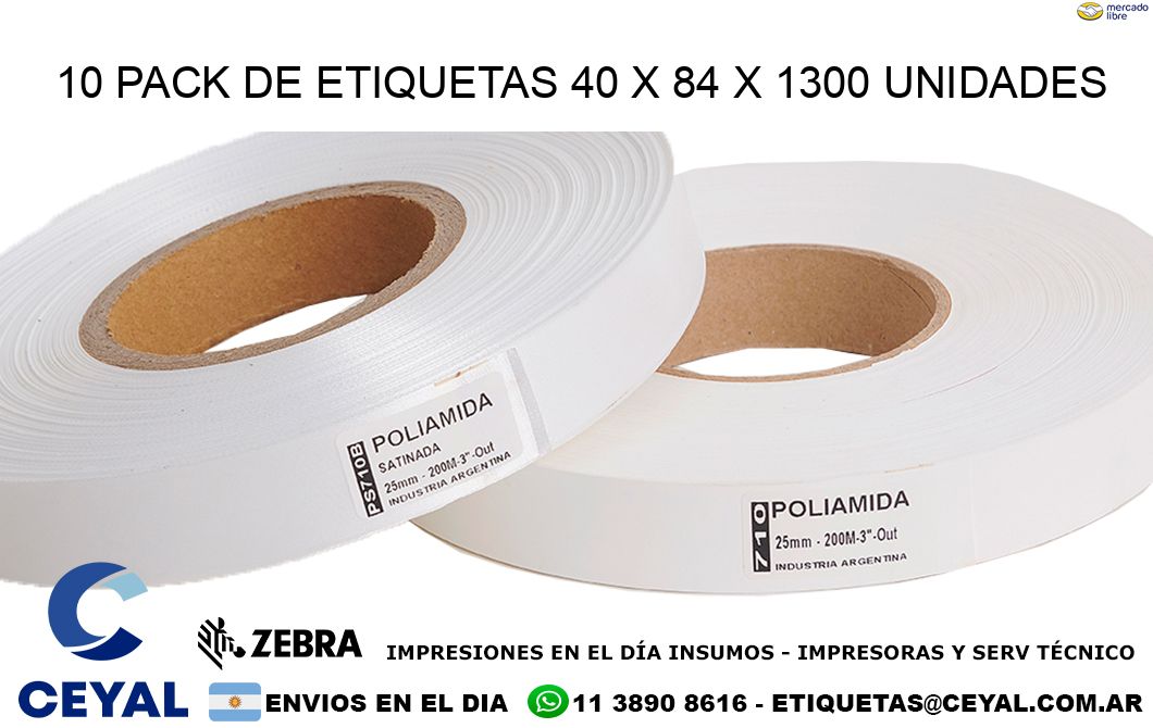 10 PACK DE ETIQUETAS 40 x 84 X 1300 UNIDADES