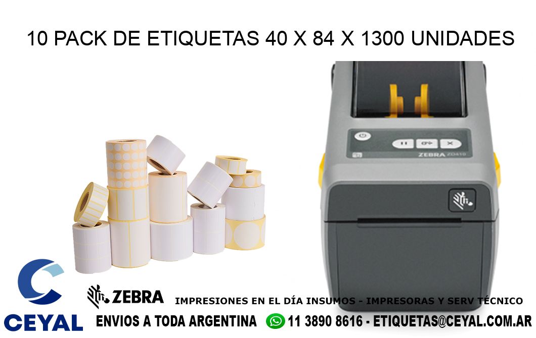 10 PACK DE ETIQUETAS 40 x 84 X 1300 UNIDADES