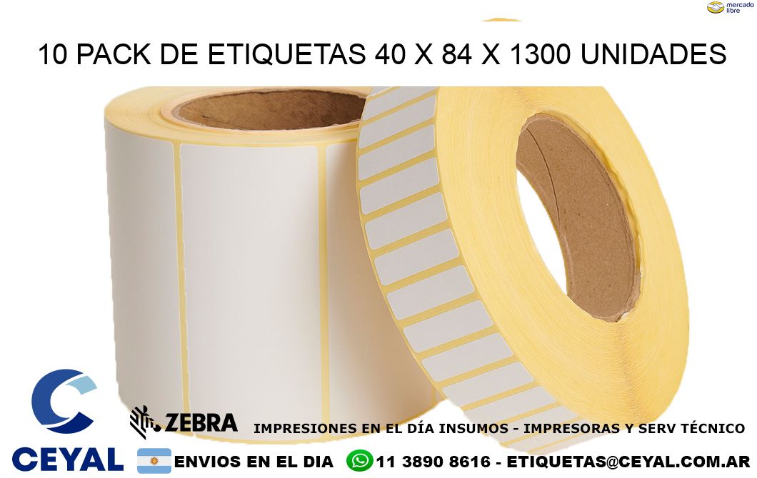 10 PACK DE ETIQUETAS 40 x 84 X 1300 UNIDADES