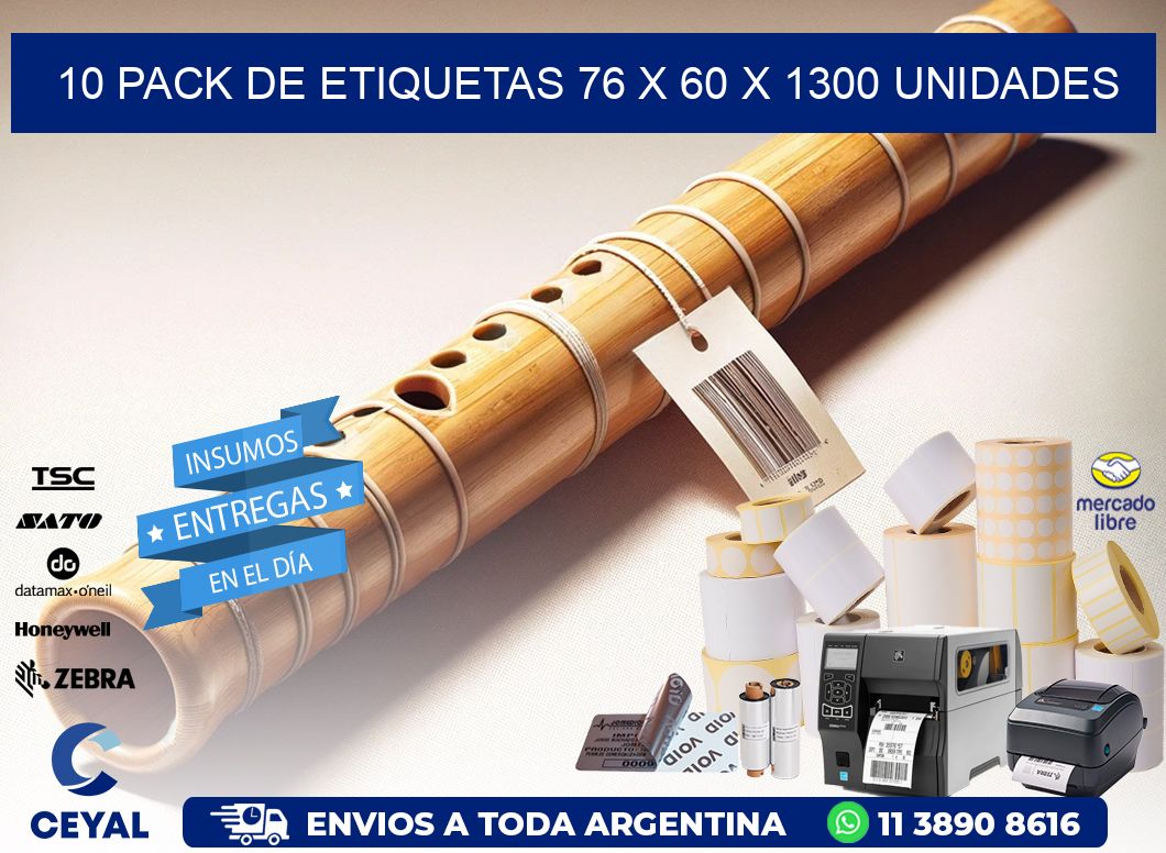 10 PACK DE ETIQUETAS 76 x 60 X 1300 UNIDADES