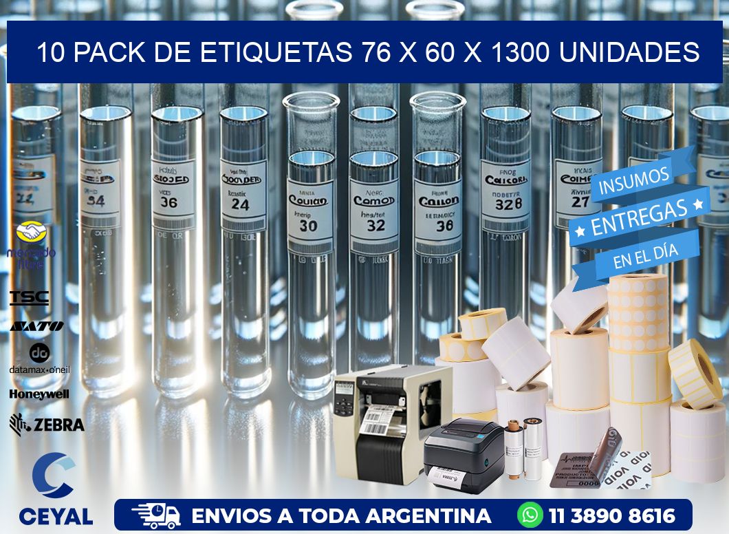 10 PACK DE ETIQUETAS 76 x 60 X 1300 UNIDADES