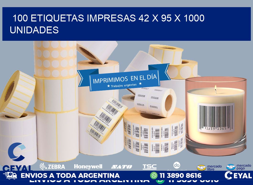 100 ETIQUETAS IMPRESAS 42 x 95 X 1000 UNIDADES