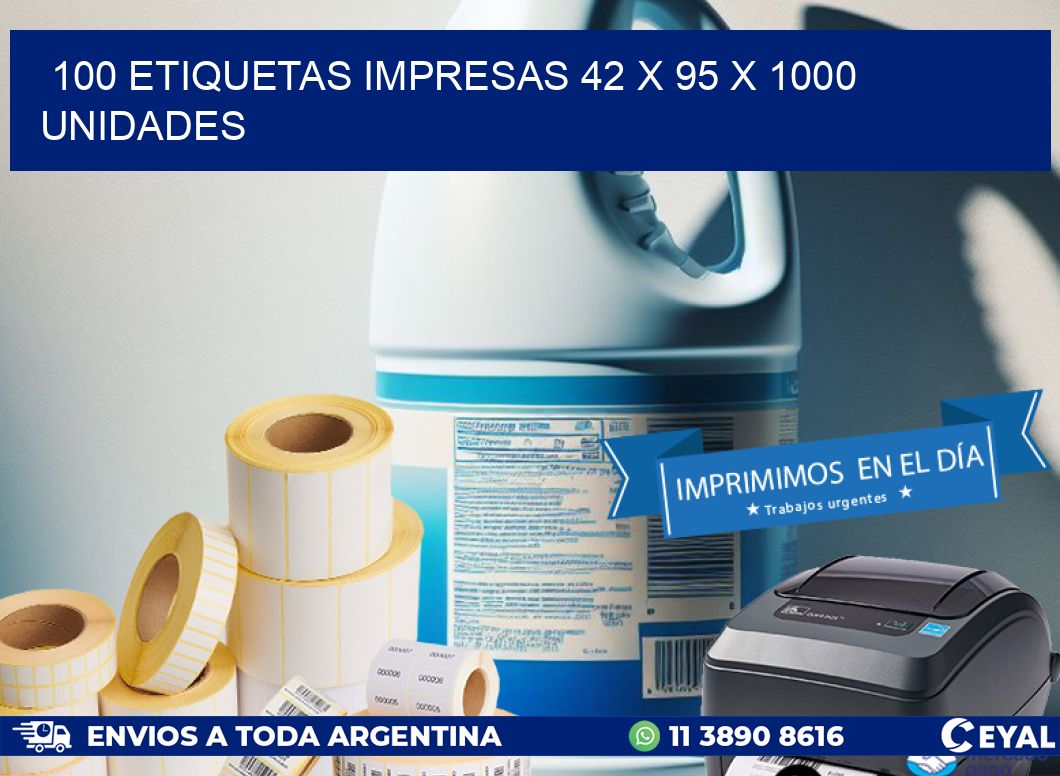 100 ETIQUETAS IMPRESAS 42 x 95 X 1000 UNIDADES