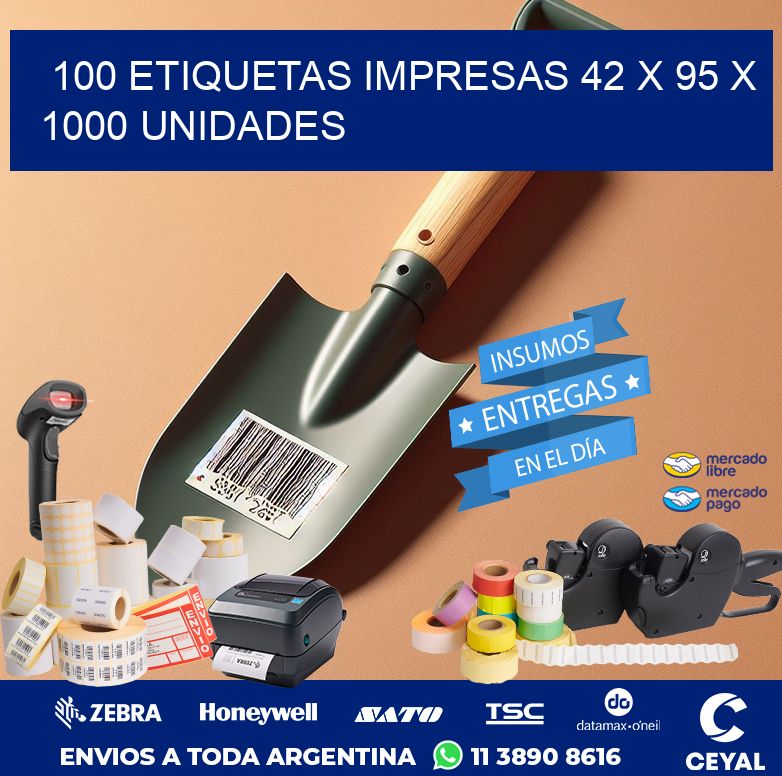 100 ETIQUETAS IMPRESAS 42 x 95 X 1000 UNIDADES