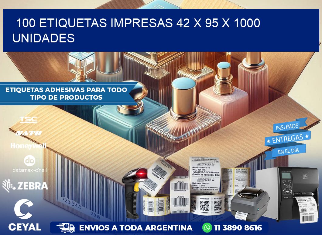 100 ETIQUETAS IMPRESAS 42 x 95 X 1000 UNIDADES