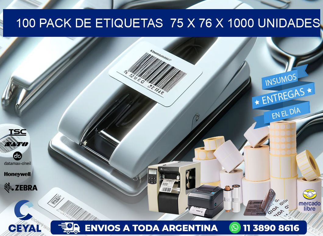 100 PACK DE ETIQUETAS  75 x 76 X 1000 UNIDADES