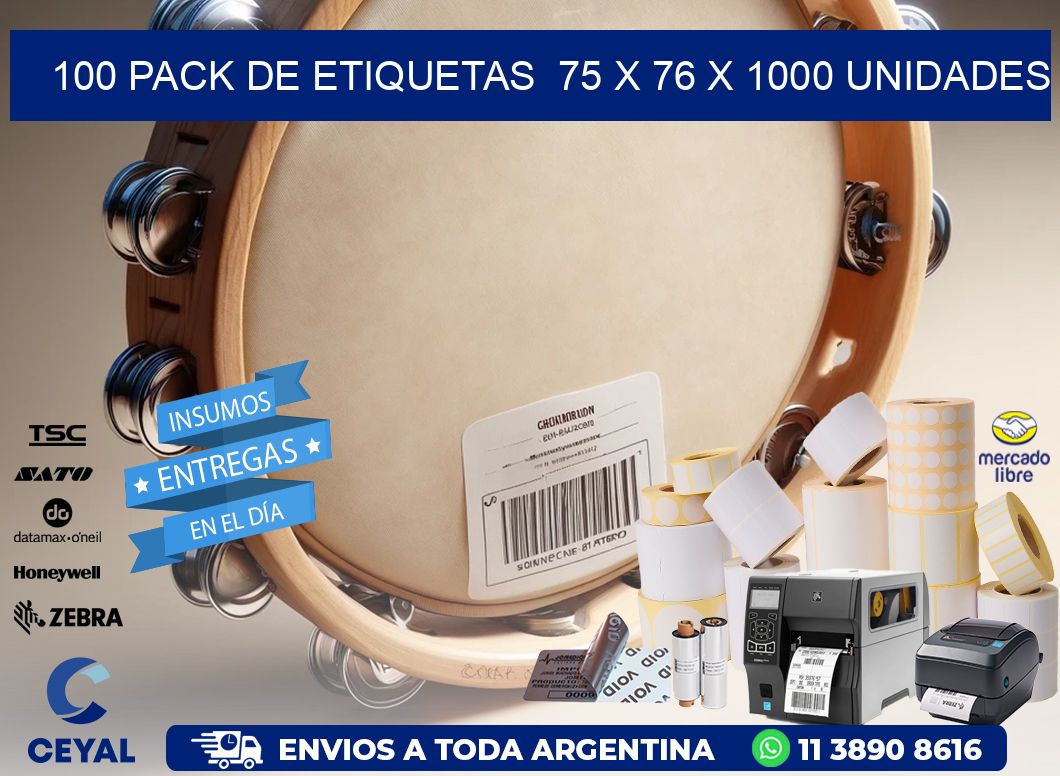 100 PACK DE ETIQUETAS  75 x 76 X 1000 UNIDADES