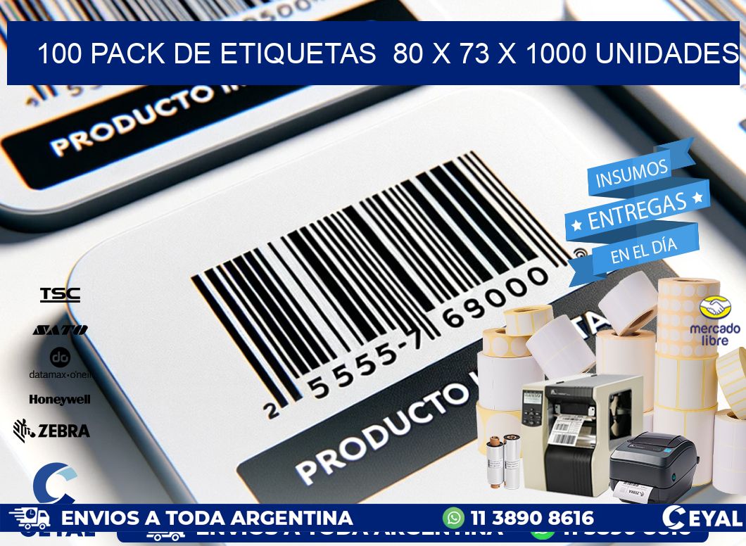 100 PACK DE ETIQUETAS  80 x 73 X 1000 UNIDADES