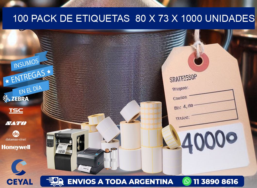 100 PACK DE ETIQUETAS  80 x 73 X 1000 UNIDADES