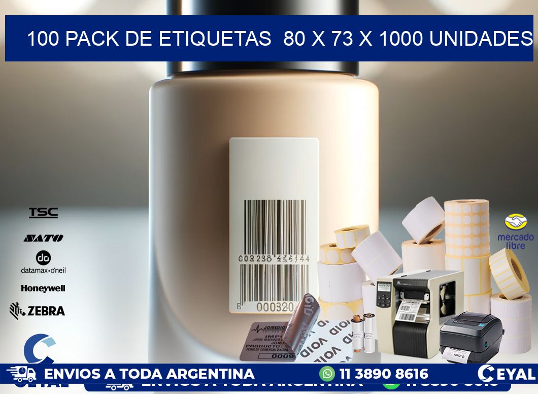 100 PACK DE ETIQUETAS  80 x 73 X 1000 UNIDADES