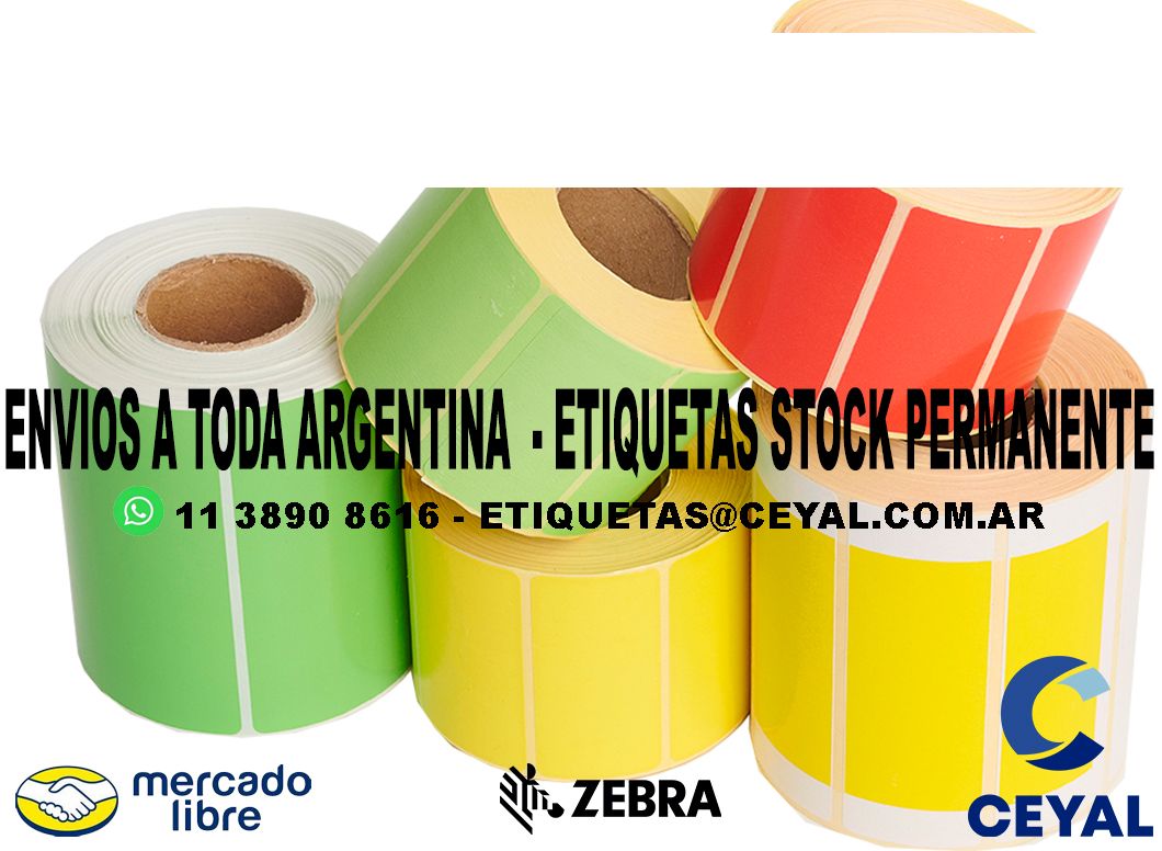 100 ROLLOS  ETIQUETAS DE PAPEL TERMICO 59 x 43 X 1000 UNIDADES