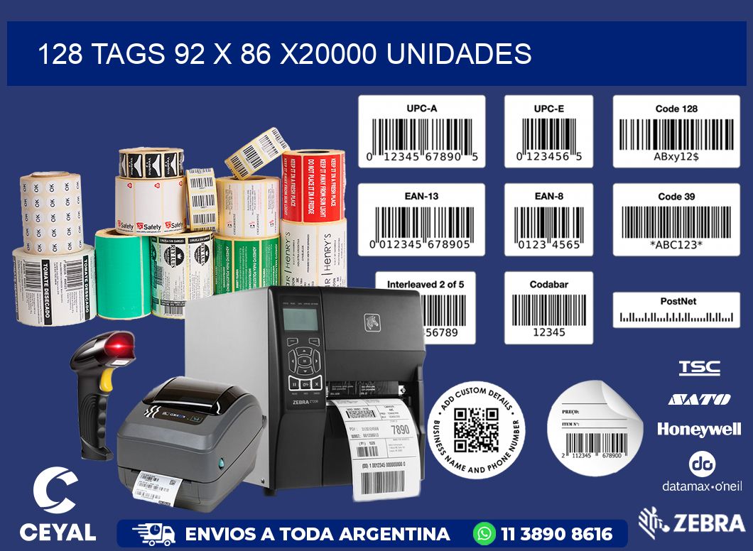 128 TAGS 92 x 86 X20000 UNIDADES