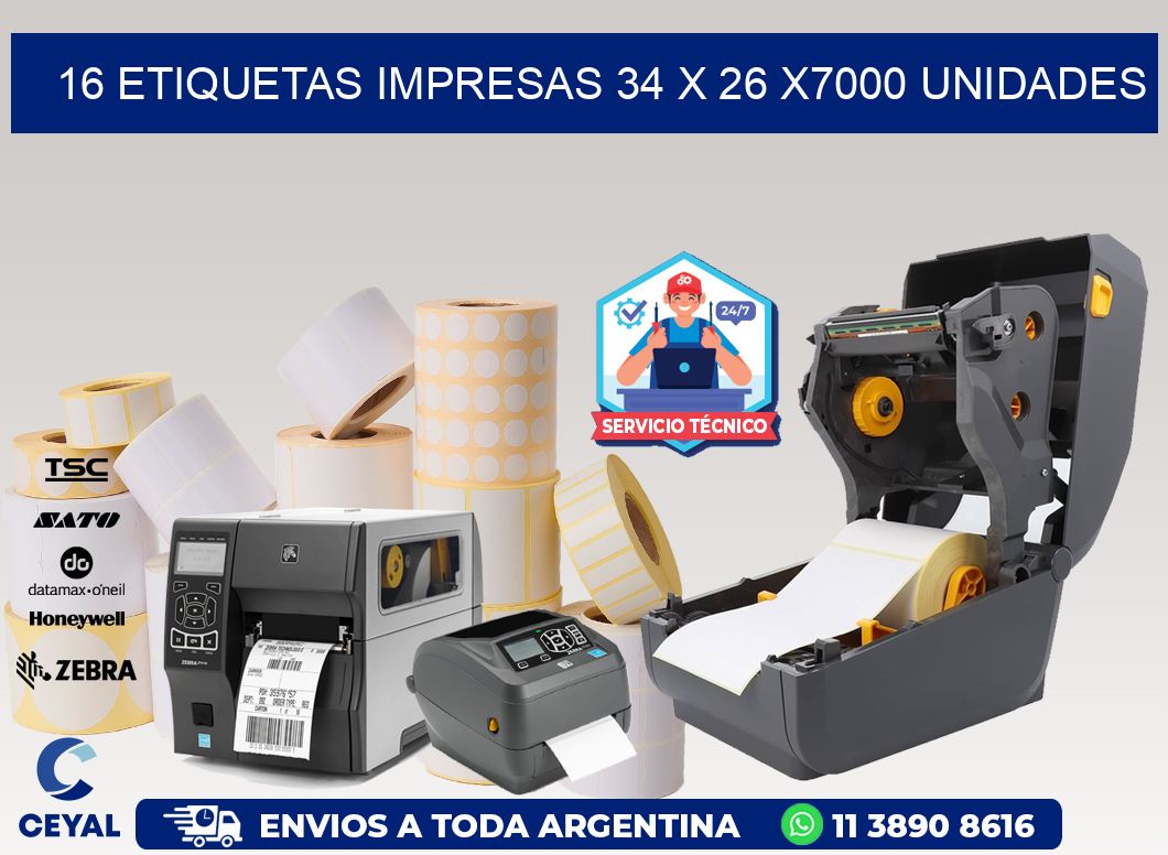 16 ETIQUETAS IMPRESAS 34 x 26 X7000 UNIDADES