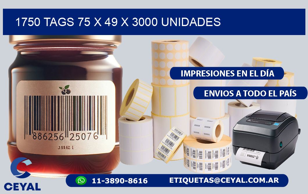 1750 TAGS 75 x 49 X 3000 UNIDADES