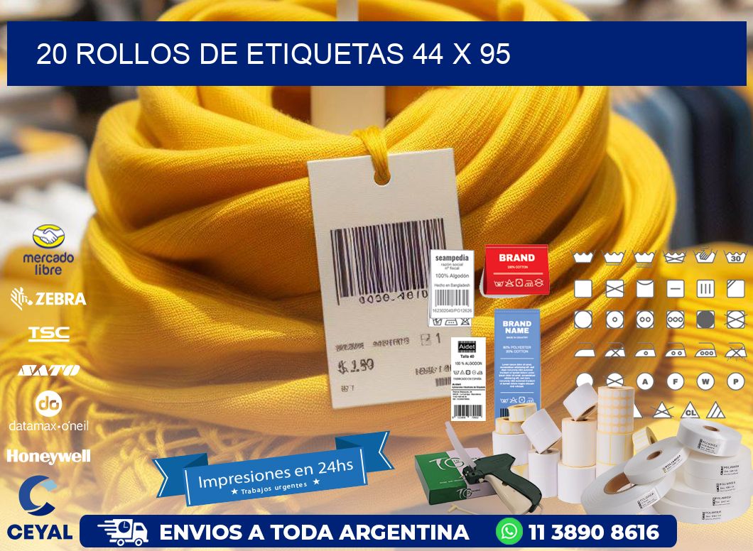 20 ROLLOS DE ETIQUETAS 44 x 95