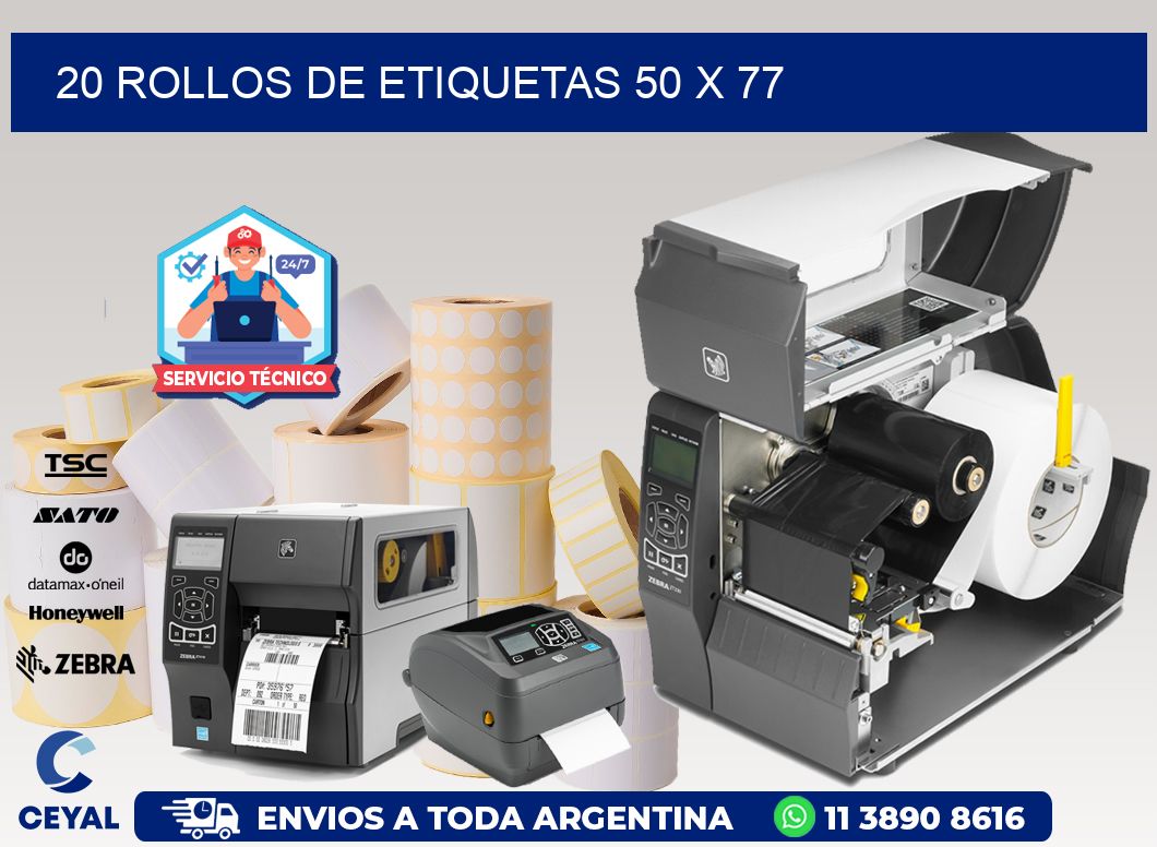 20 ROLLOS DE ETIQUETAS 50 x 77