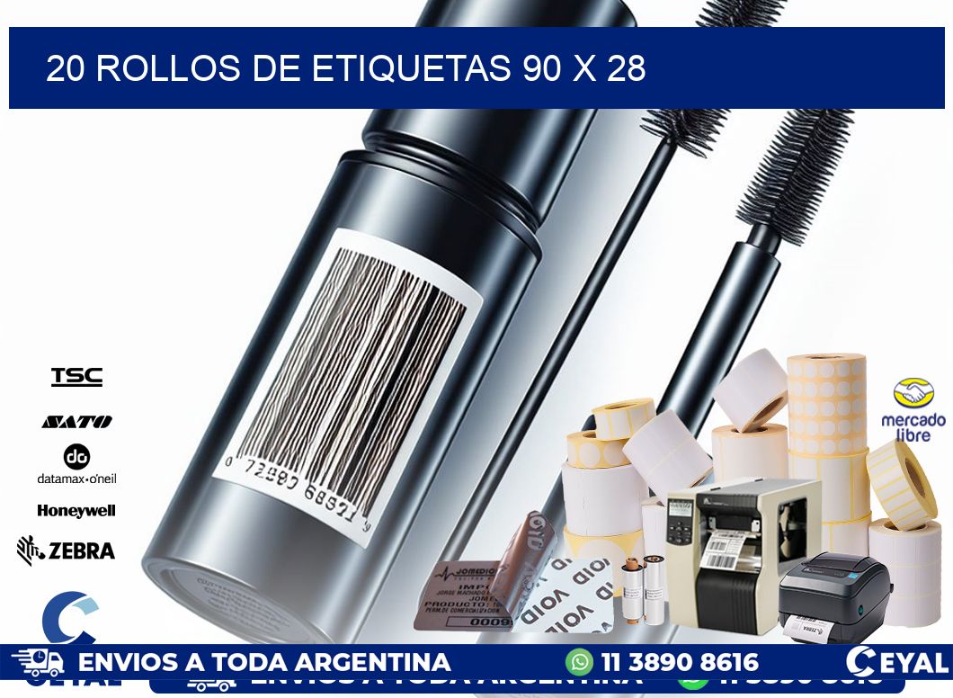 20 ROLLOS DE ETIQUETAS 90 x 28