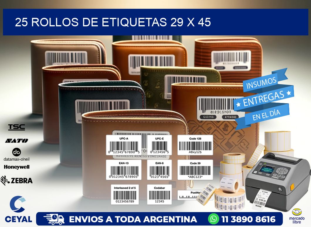 25 ROLLOS DE ETIQUETAS 29 x 45