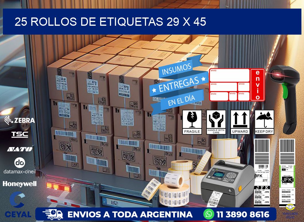 25 ROLLOS DE ETIQUETAS 29 x 45