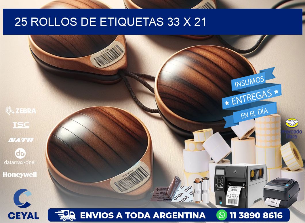 25 ROLLOS DE ETIQUETAS 33 x 21