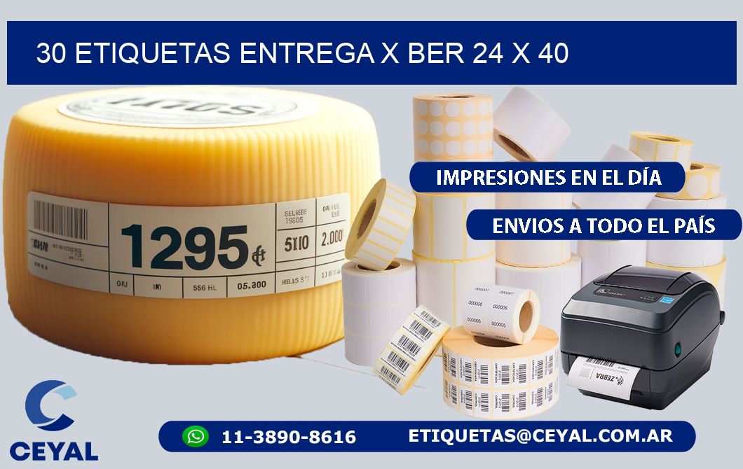 30 ETIQUETAS ENTREGA X BER 24 x 40