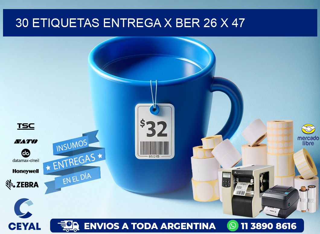 30 ETIQUETAS ENTREGA X BER 26 x 47