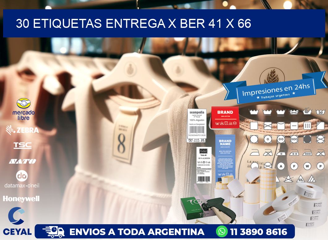 30 ETIQUETAS ENTREGA X BER 41 x 66