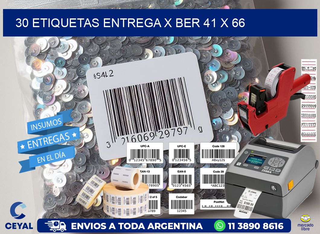 30 ETIQUETAS ENTREGA X BER 41 x 66