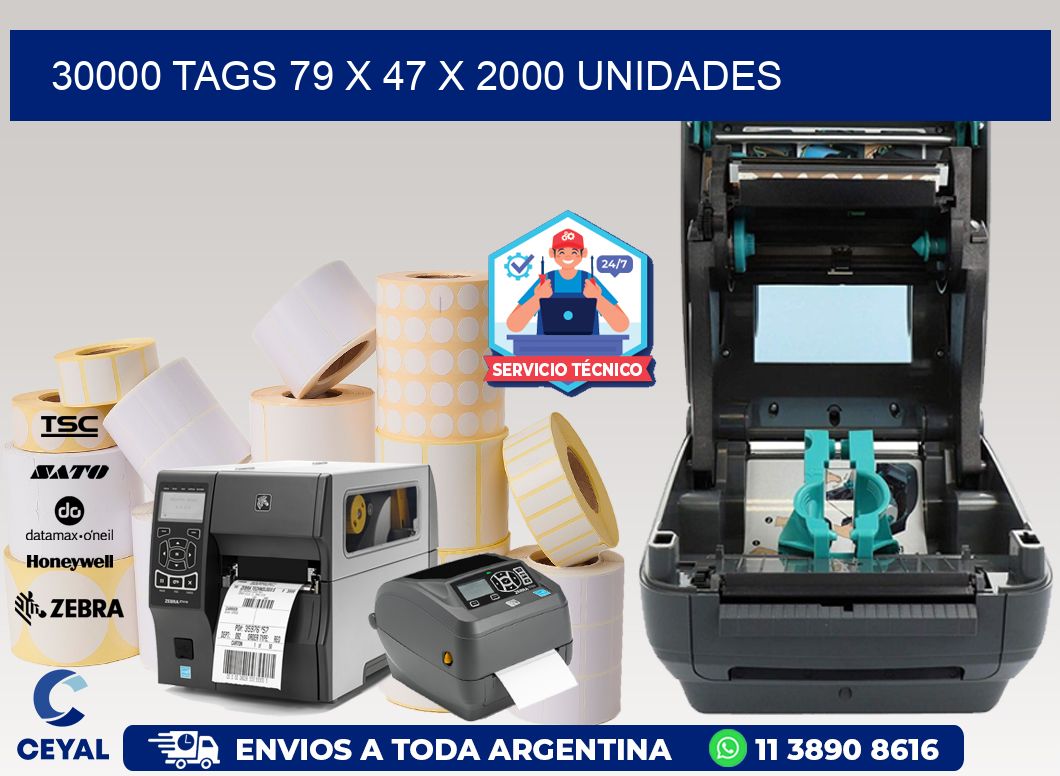 30000 TAGS 79 x 47 X 2000 UNIDADES