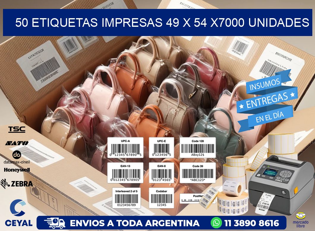 50 ETIQUETAS IMPRESAS 49 x 54 X7000 UNIDADES