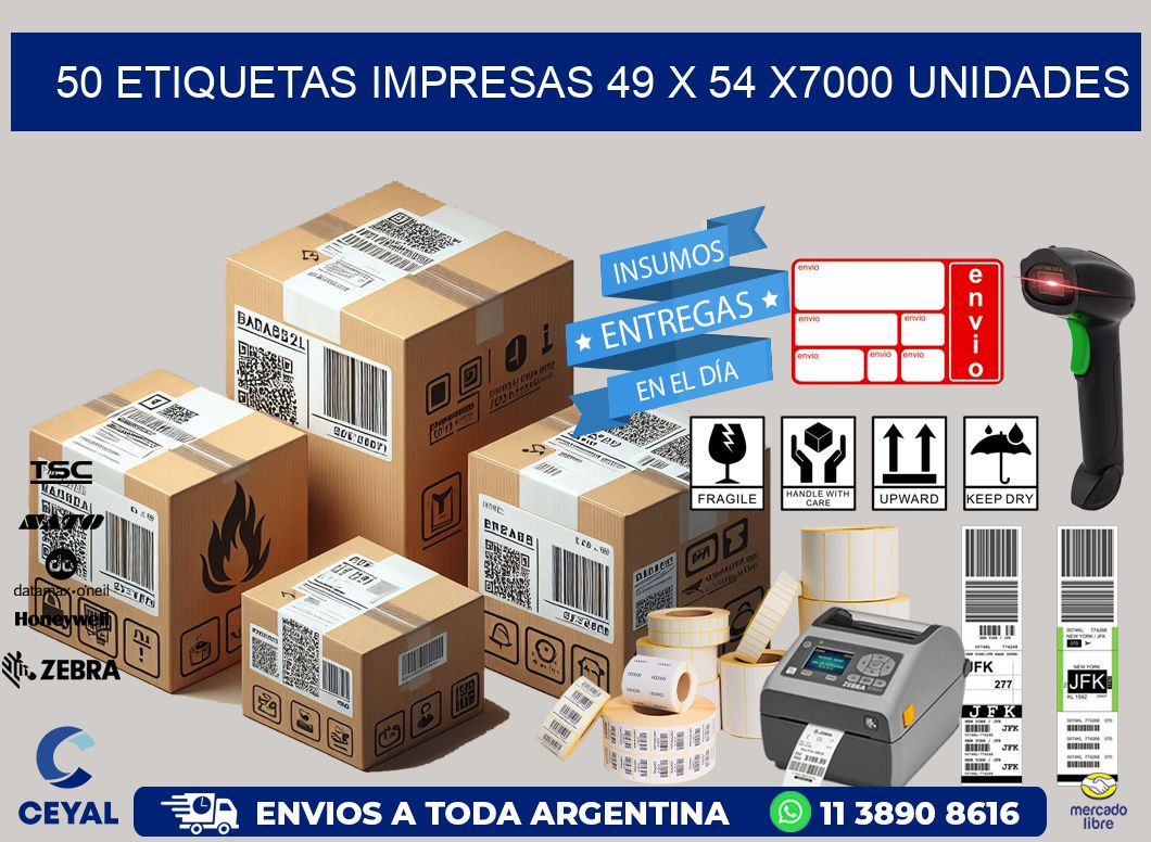 50 ETIQUETAS IMPRESAS 49 x 54 X7000 UNIDADES