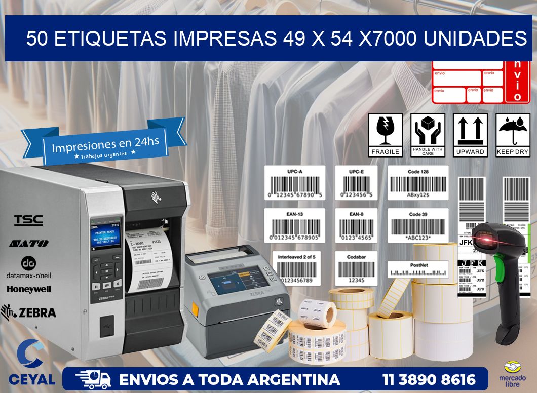 50 ETIQUETAS IMPRESAS 49 x 54 X7000 UNIDADES