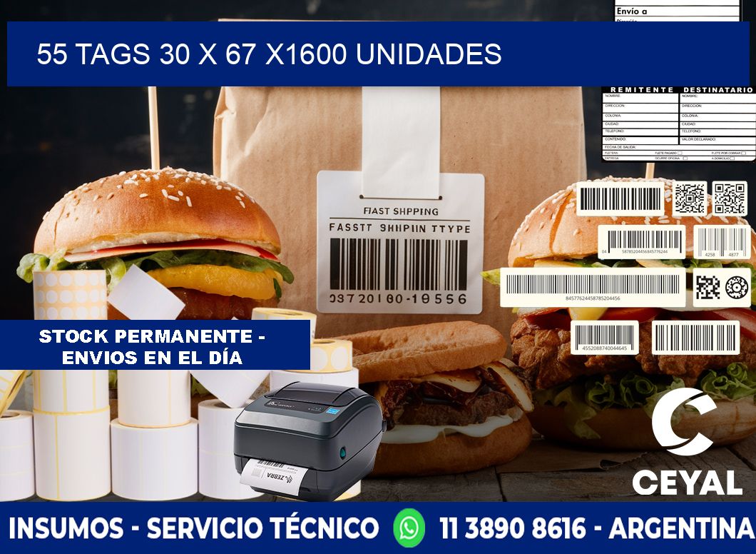 55 TAGS 30 x 67 X1600 UNIDADES