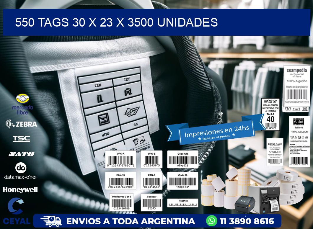 550 TAGS 30 x 23 X 3500 UNIDADES