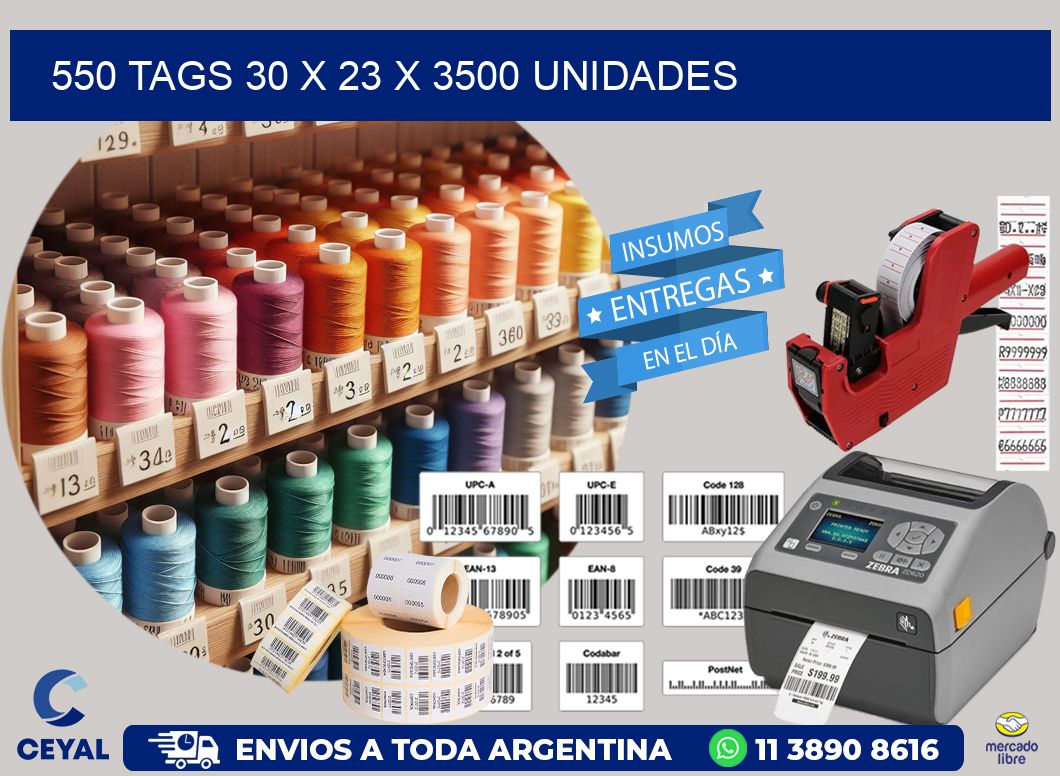 550 TAGS 30 x 23 X 3500 UNIDADES