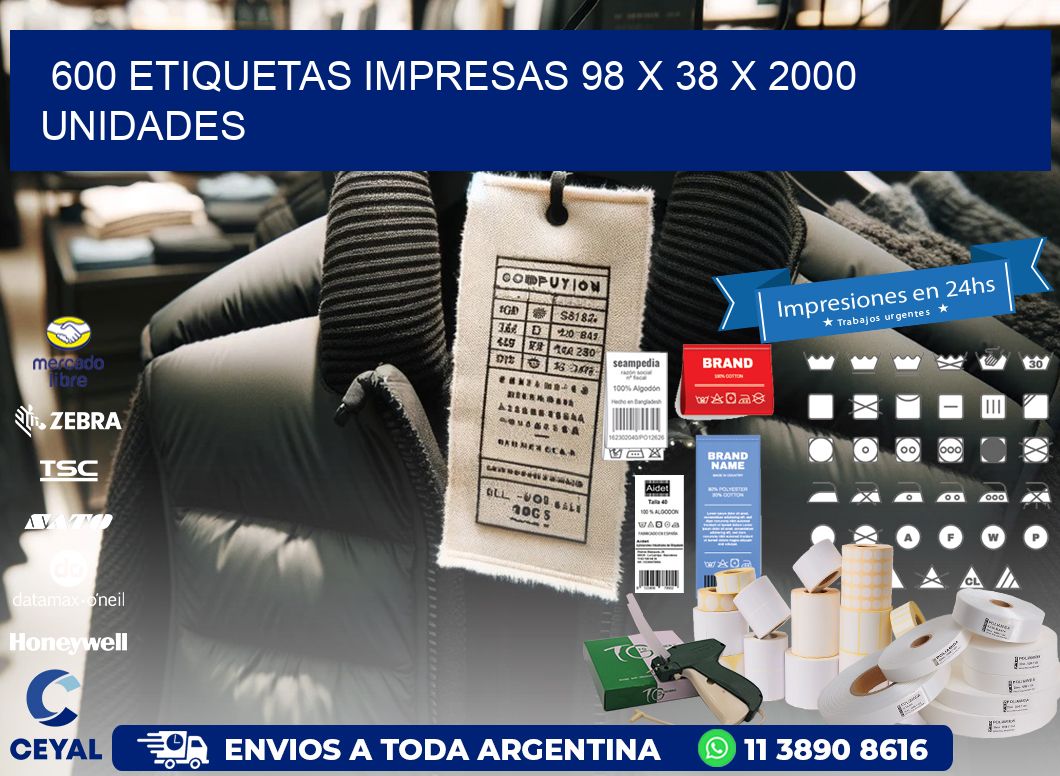 600 ETIQUETAS IMPRESAS 98 x 38 X 2000 UNIDADES