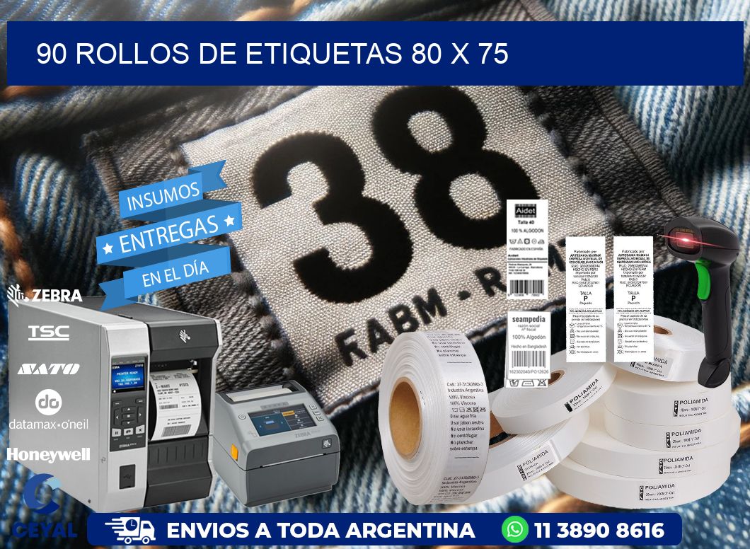 90 ROLLOS DE ETIQUETAS 80 x 75
