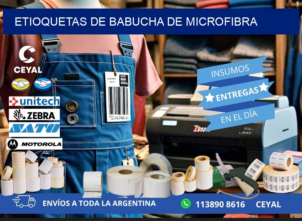 ETIOQUETAS DE BABUCHA DE MICROFIBRA