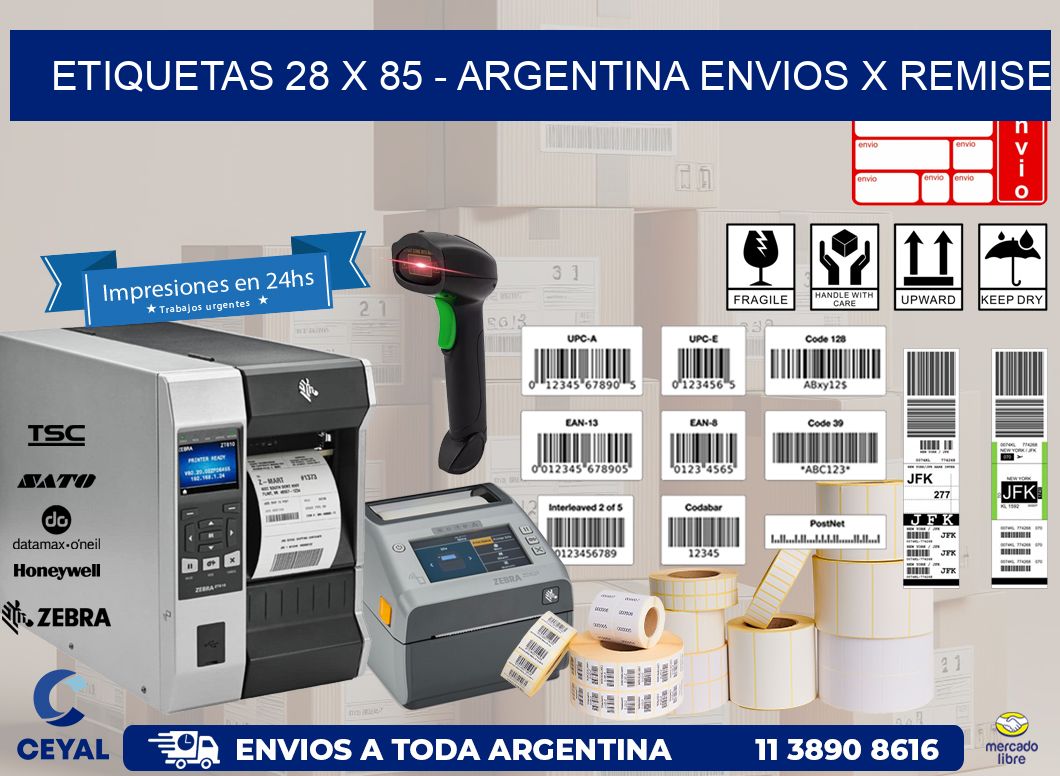 ETIQUETAS 28 x 85 - ARGENTINA ENVIOS X REMISE