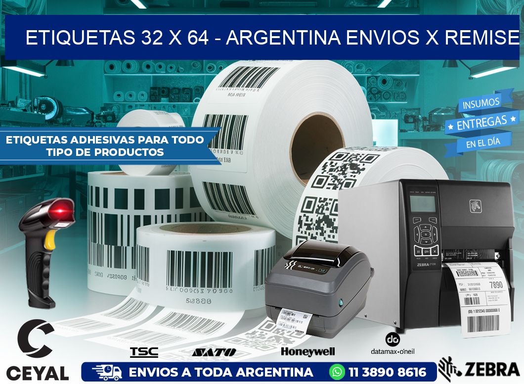 ETIQUETAS 32 x 64 – ARGENTINA ENVIOS X REMISE