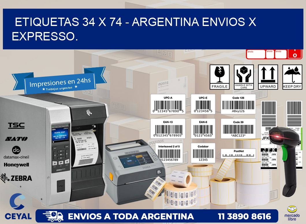 ETIQUETAS 34 x 74 - ARGENTINA ENVIOS X EXPRESSO.