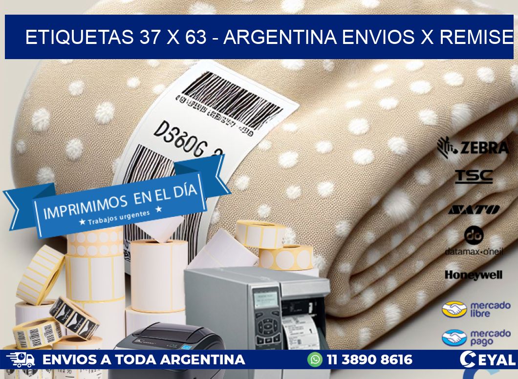 ETIQUETAS 37 x 63 - ARGENTINA ENVIOS X REMISE