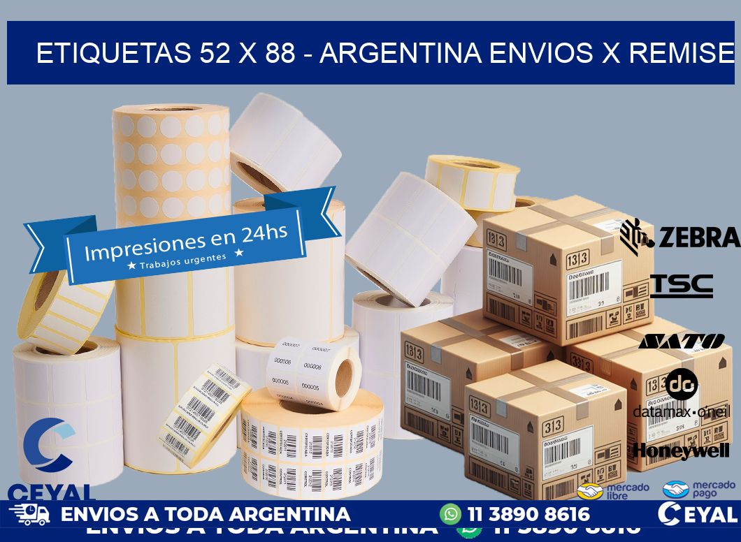 ETIQUETAS 52 x 88 - ARGENTINA ENVIOS X REMISE